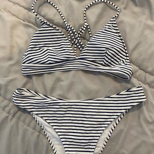 white and blue bikini